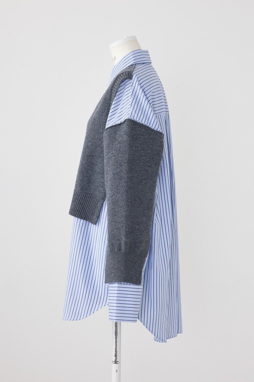 【エンフォルド/ENFOLD】のKnit Combi SH/シャツ 人気、トレンドファッション・服の通販 founy(ファニー) ファッション Fashion レディースファッション Fashion for Women トップス・カットソー Cut & Sew Tops ニット Knit Tops & Sweaters シャツ・ブラウス・オフィスカジュアル Elegant Blouses & Button-Ups コンビ Combo, Combination Style スリーブ Sleeve, Long Sleeve / Short Sleeve ロング Long, Long-Length other-2|ID: prp329100004179734 ipo3291000000036059707