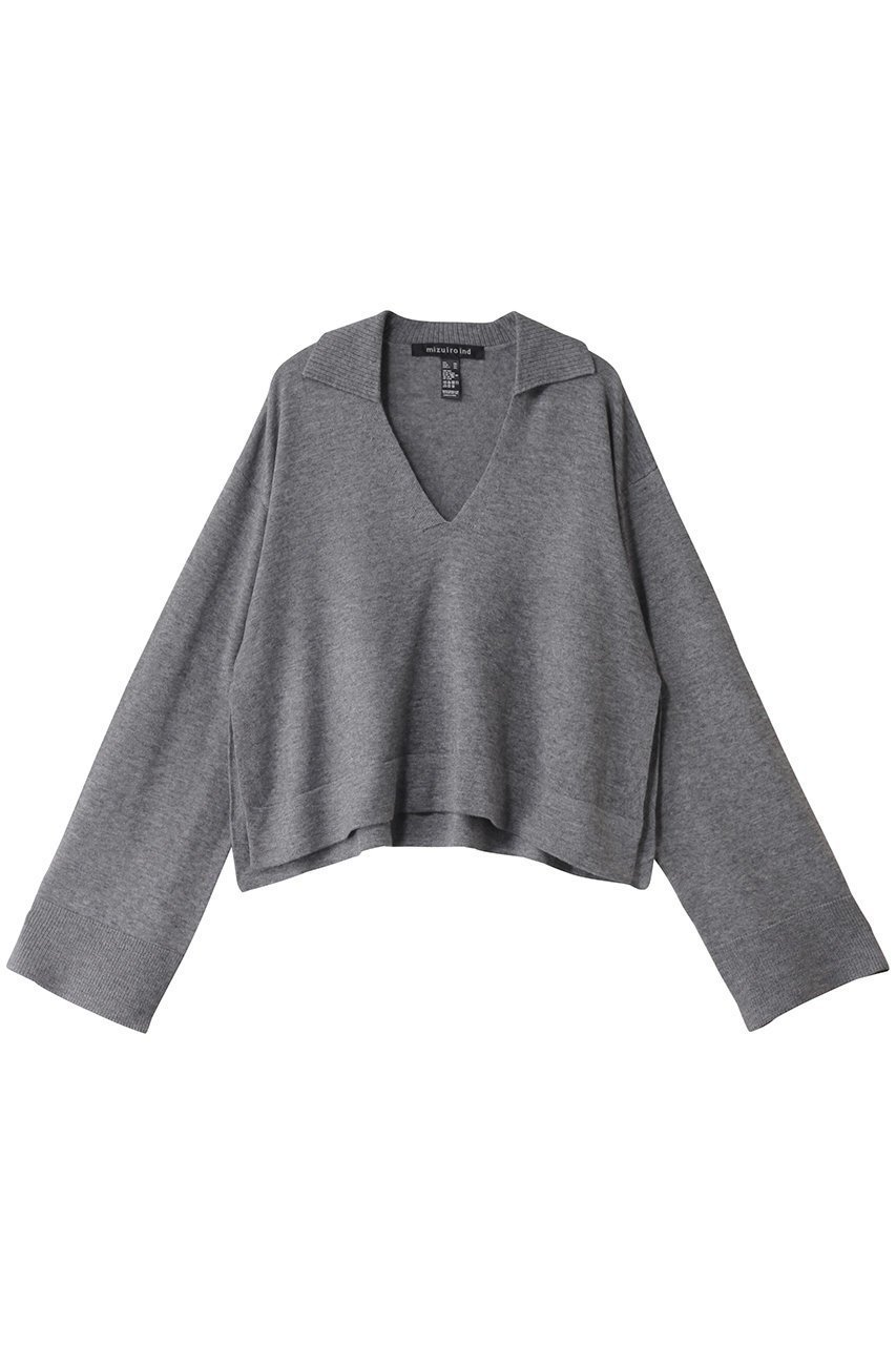 【ミズイロ インド/mizuiro ind】のskipper P/O プルオーバー インテリア・キッズ・メンズ・レディースファッション・服の通販 founy(ファニー) 　ファッション　Fashion　レディースファッション　Fashion for Women　トップス・カットソー　Cut & Sew Tops　ニット　Knit Tops & Sweaters　カジュアルプルオーバー・ニットトップス　Pullovers & Knit Tops / Casual Pullovers　クロップド　Cropped, Short Length　スキッパー　Skipper, Open Collar　スリット　Slit, Slit Detail　トレンド　Trend, Trending Now　l.gray|ID: prp329100004179795 ipo3291000000032926476