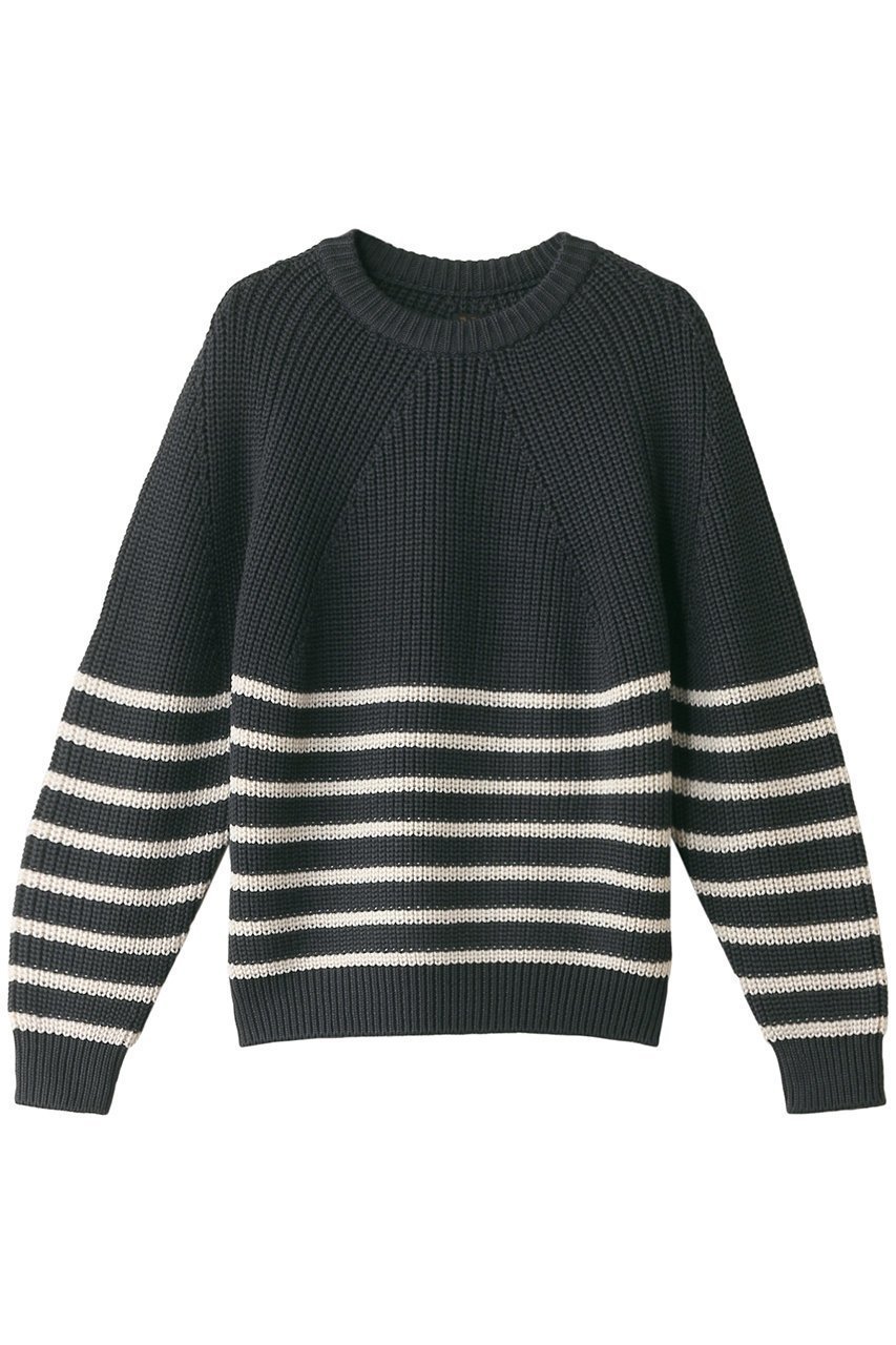 【バトナー/BATONER】のシグニチャークルーネックプルオーバー(BORDER) インテリア・キッズ・メンズ・レディースファッション・服の通販 founy(ファニー) 　ファッション　Fashion　レディースファッション　Fashion for Women　トップス・カットソー　Cut & Sew Tops　ニット　Knit Tops & Sweaters　カジュアルプルオーバー・ニットトップス　Pullovers & Knit Tops / Casual Pullovers　ボトム　Bottoms, Lower Wear　ボーダー　Border, Stripe　定番　Standard, Basic Item　A/W・秋冬　Autumn/Winter　チャコールグリーン×アイボリー|ID: prp329100004179798 ipo3291000000032960777