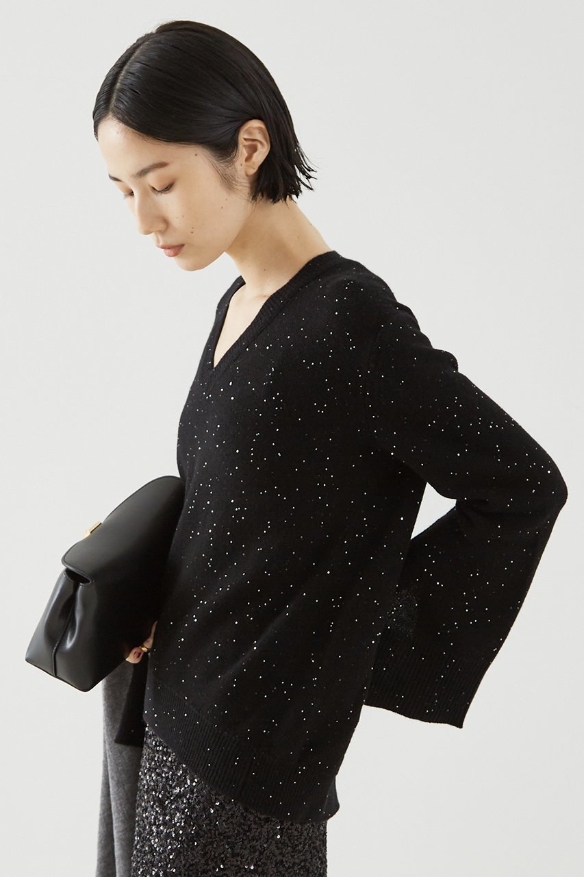 【ザ ストア バイ シー/THE STORE by C】のスパングルニット 人気、トレンドファッション・服の通販 founy(ファニー) 　ファッション　Fashion　レディースファッション　Fashion for Women　トップス・カットソー　Cut & Sew Tops　ニット　Knit Tops & Sweaters　カジュアルプルオーバー・ニットトップス　Pullovers & Knit Tops / Casual Pullovers　シルバー　Silver, Metallic Silver　スパンコール　Sequins, Sequin Embellishment　フレア　Flare, Flared　メタル　Metal, Metal Parts　リュクス　Luxury, Elegant, High-End, Chic　other-2|ID: prp329100004182846 ipo3291000000032913947