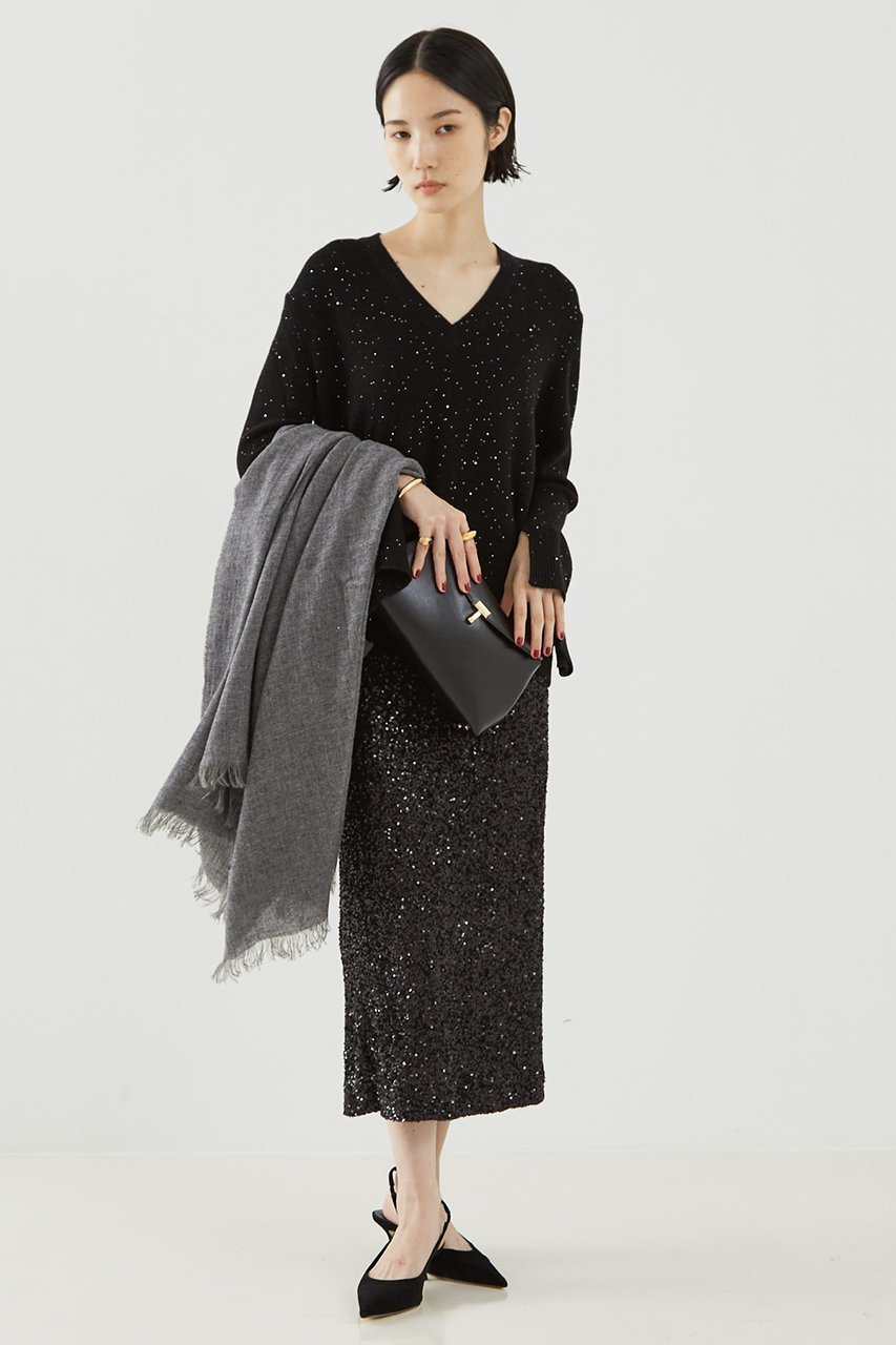 【ザ ストア バイ シー/THE STORE by C】のスパングルニット 人気、トレンドファッション・服の通販 founy(ファニー) 　ファッション　Fashion　レディースファッション　Fashion for Women　トップス・カットソー　Cut & Sew Tops　ニット　Knit Tops & Sweaters　カジュアルプルオーバー・ニットトップス　Pullovers & Knit Tops / Casual Pullovers　シルバー　Silver, Metallic Silver　スパンコール　Sequins, Sequin Embellishment　フレア　Flare, Flared　メタル　Metal, Metal Parts　リュクス　Luxury, Elegant, High-End, Chic　other-3|ID: prp329100004182846 ipo3291000000032913956