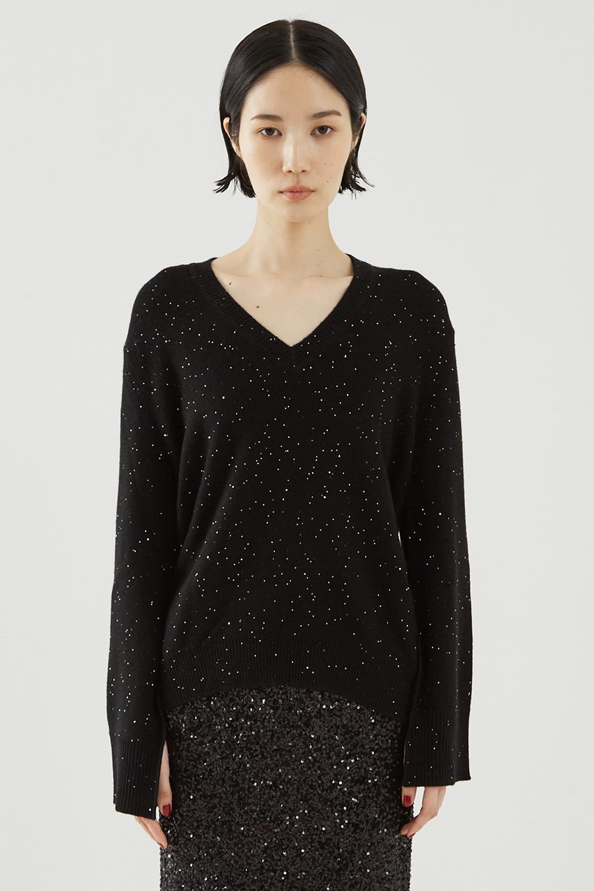 【ザ ストア バイ シー/THE STORE by C】のスパングルニット 人気、トレンドファッション・服の通販 founy(ファニー) 　ファッション　Fashion　レディースファッション　Fashion for Women　トップス・カットソー　Cut & Sew Tops　ニット　Knit Tops & Sweaters　カジュアルプルオーバー・ニットトップス　Pullovers & Knit Tops / Casual Pullovers　シルバー　Silver, Metallic Silver　スパンコール　Sequins, Sequin Embellishment　フレア　Flare, Flared　メタル　Metal, Metal Parts　リュクス　Luxury, Elegant, High-End, Chic　other-4|ID: prp329100004182846 ipo3291000000032913967