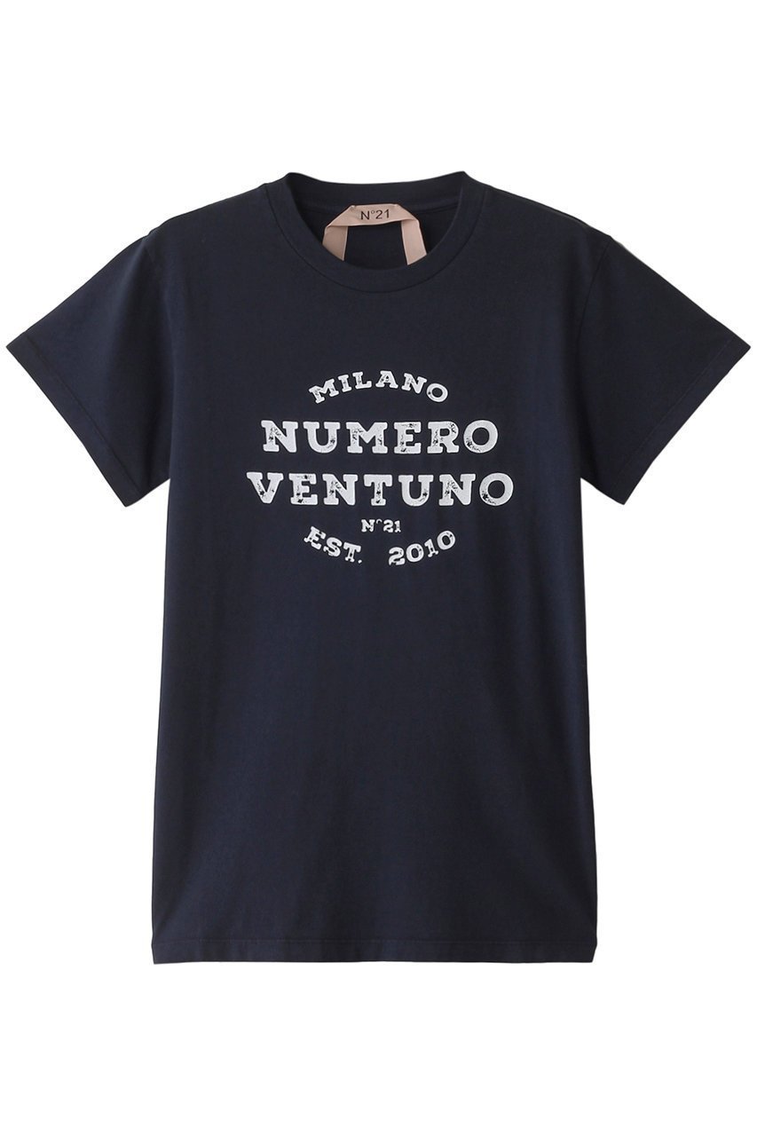 【ヌメロ ヴェントゥーノ/N°21】のNUMERO VENTUNO プリントTシャツ インテリア・キッズ・メンズ・レディースファッション・服の通販 founy(ファニー) 　ファッション　Fashion　レディースファッション　WOMEN　トップス・カットソー　Tops/Tshirt　シャツ/ブラウス　Shirts/Blouses　ロング / Tシャツ　T-Shirts　カットソー　Cut and Sewn　ショート　Short　スリーブ　Sleeve　プリント　Print　ベーシック　Basic　NEW・新作・新着・新入荷　New Arrivals　ネイビー|ID: prp329100004182864 ipo3291000000028975301