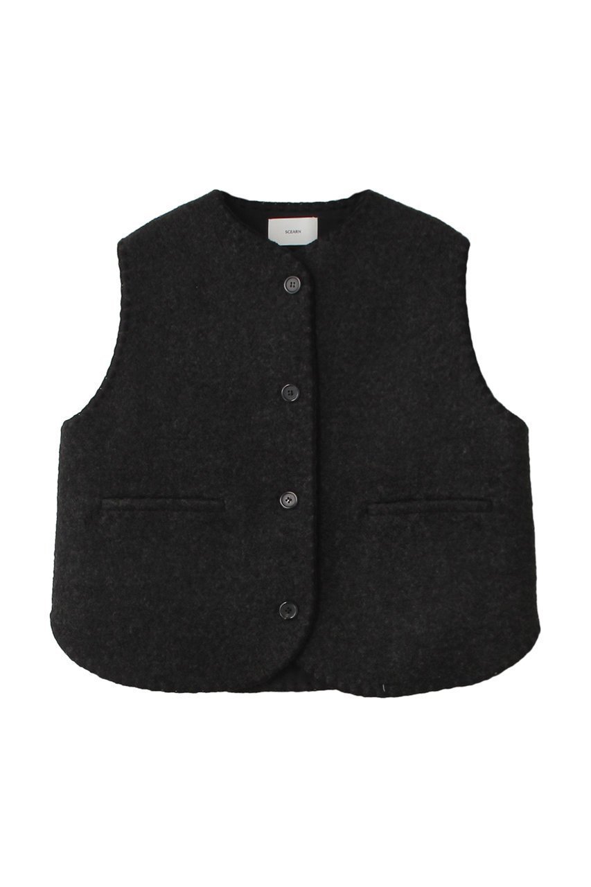 【セアン/SCEARN】のFULLING WOOL Andian Vwst/ベスト インテリア・キッズ・メンズ・レディースファッション・服の通販 founy(ファニー) 　ファッション　Fashion　レディースファッション　Fashion for Women　アウター　Coat / Outerwear Collection　レディースジャケット・軽アウター　Jackets　シルク　Silk, 100% Silk　シンプル　Simple, Minimal　ジャケット　Jacket, Outerwear　ベスト　Vest, Waistcoat　エレガント 上品　Elegant　A/W・秋冬　Autumn/Winter　Charcoal|ID: prp329100004182961 ipo3291000000032948012