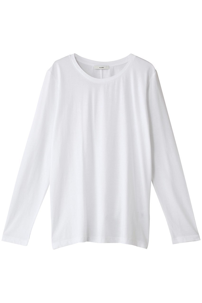 【セアン/SCEARN】のCOTTON JERSEY Long Sleeve T-Shirt/Tシャツ インテリア・キッズ・メンズ・レディースファッション・服の通販 founy(ファニー) 　ファッション　Fashion　レディースファッション　Fashion for Women　トップス・カットソー　Cut & Sew Tops　シャツ・ブラウス・オフィスカジュアル　Elegant Blouses & Button-Ups　ロングTシャツ・Tシャツ　Longline T-Shirts & Tees　カットソー・ベーシックTシャツ　Cut-and-Sewn Tops / Stretch Tees & Basics　スリーブ　Sleeve, Long Sleeve / Short Sleeve　ロング　Long, Long-Length　定番　Standard, Basic Item　White|ID: prp329100004182972 ipo3291000000032895260