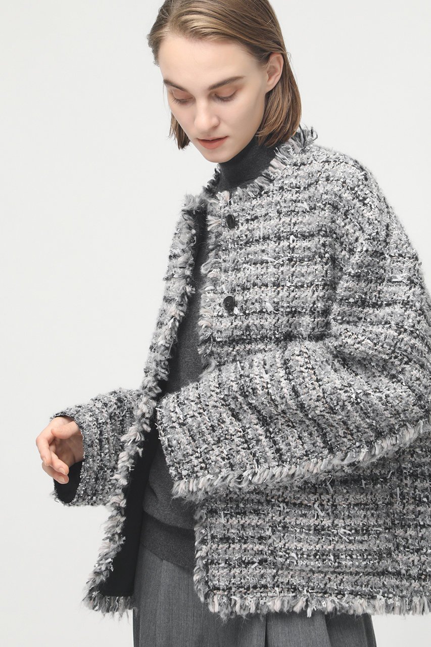【デパリエ/DEPAREILLE】のミックスヤーンツイードジャケット 人気、トレンドファッション・服の通販 founy(ファニー) 　ファッション　Fashion　レディースファッション　WOMEN　アウター　Coat Outerwear　ジャケット　Jackets　ジャケット　Jacket　ツイード　Tweed　フォルム　Form　フランス　France　フリンジ　Fringe　ボトム　Bottom　other-8|ID: prp329100004185431 ipo3291000000031392407