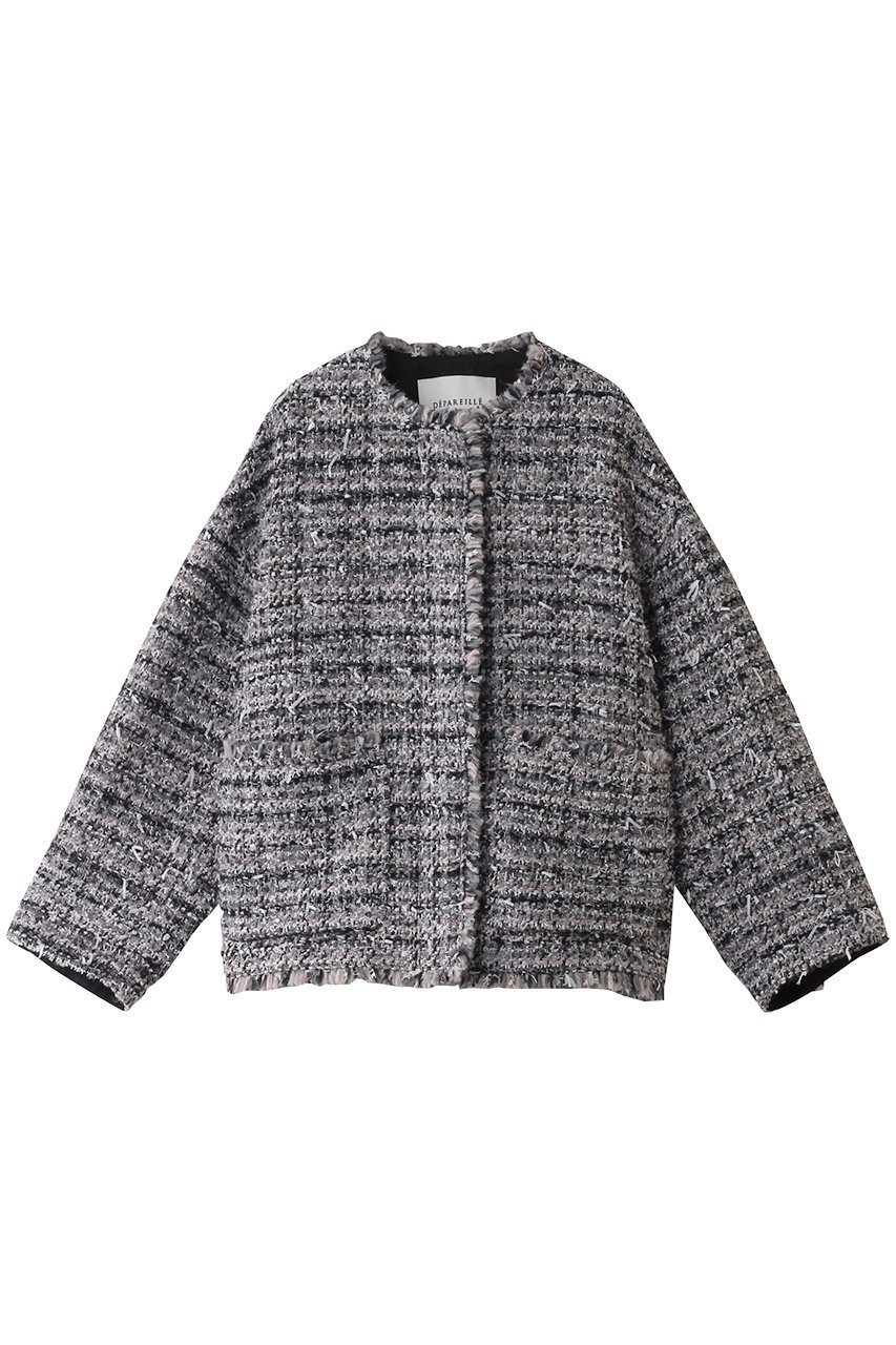 【デパリエ/DEPAREILLE】のミックスヤーンツイードジャケット インテリア・キッズ・メンズ・レディースファッション・服の通販 founy(ファニー) 　ファッション　Fashion　レディースファッション　Fashion for Women　アウター　Coat / Outerwear Collection　レディースジャケット・軽アウター　Jackets　ジャケット　Jacket, Outerwear　ツイード　Twill, Twill Weave　フォルム　Silhouette, Form　フランス　France, French　フリンジ　Fringe, Tassel　ボトム　Bottoms, Lower Wear　グレージュ|ID: prp329100004185431 ipo3291000000032948304