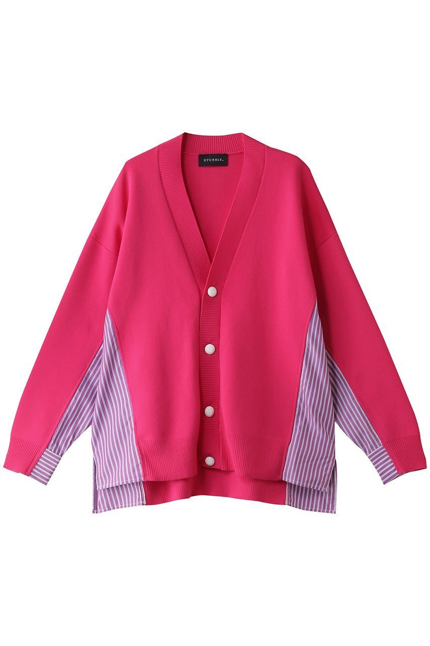 【ヒューエルミュージアム/hueLe Museum】の【STUMBLY】Belted Panel Line Coat インテリア・キッズ・メンズ・レディースファッション・服の通販 founy(ファニー) 　ファッション　Fashion　レディースファッション　WOMEN　トップス・カットソー　Tops/Tshirt　ニット　Knit Tops　カーディガン　Cardigans　カーディガン　Cardigan　ドッキング　Docking　定番　Standard　ピンク|ID: prp329100004185447 ipo3291000000031630337