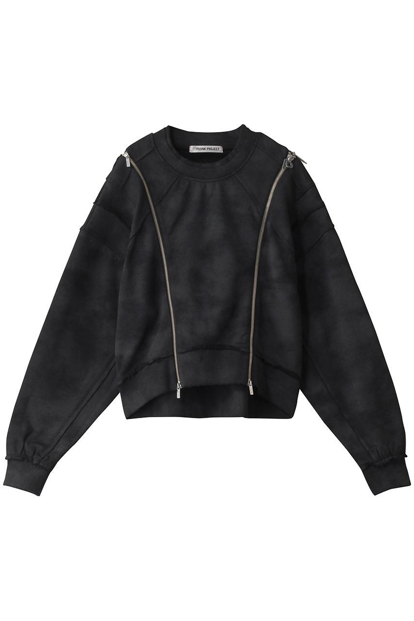 【プランク プロジェクト/PRANK PROJECT】のダブルジップクラッシュスウェット/Double Zip Crash Sweatshirt インテリア・キッズ・メンズ・レディースファッション・服の通販 founy(ファニー) 　ファッション　Fashion　レディースファッション　Fashion for Women　トップス・カットソー　Cut & Sew Tops　シャツ・ブラウス・オフィスカジュアル　Elegant Blouses & Button-Ups　レディースパーカー・カジュアルフーディー　Casual Hoodies & Sweatshirts　ロングTシャツ・Tシャツ　Longline T-Shirts & Tees　スウェット・クルーネックトップス　Sweatshirts & Crewnecks / Relaxed Fit Sweat Tops　カットソー・ベーシックTシャツ　Cut-and-Sewn Tops / Stretch Tees & Basics　ショート　Short, Short Length　スリット　Slit, Slit Detail　ダメージ　Distressed, Destroyed　プリント　Print, Printed Pattern　ボトム　Bottoms, Lower Wear　BLK(ブラック)|ID: prp329100004185512 ipo3291000000032893020