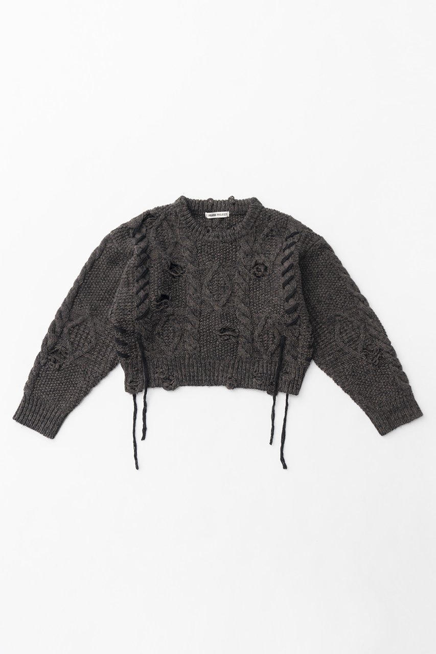 【プランク プロジェクト/PRANK PROJECT】のヴィンテージケーブルショートニット/Vintage Cable Short Knit インテリア・キッズ・メンズ・レディースファッション・服の通販 founy(ファニー) 　ファッション　Fashion　レディースファッション　WOMEN　トップス・カットソー　Tops/Tshirt　ニット　Knit Tops　プルオーバー　Pullover　ショート　Short　ダメージ　Damage　ハンド　Hand　メランジ　Melange　モヘア　Mohair　NEW・新作・新着・新入荷　New Arrivals　BRN(ブラウン)|ID: prp329100004185513 ipo3291000000028995680