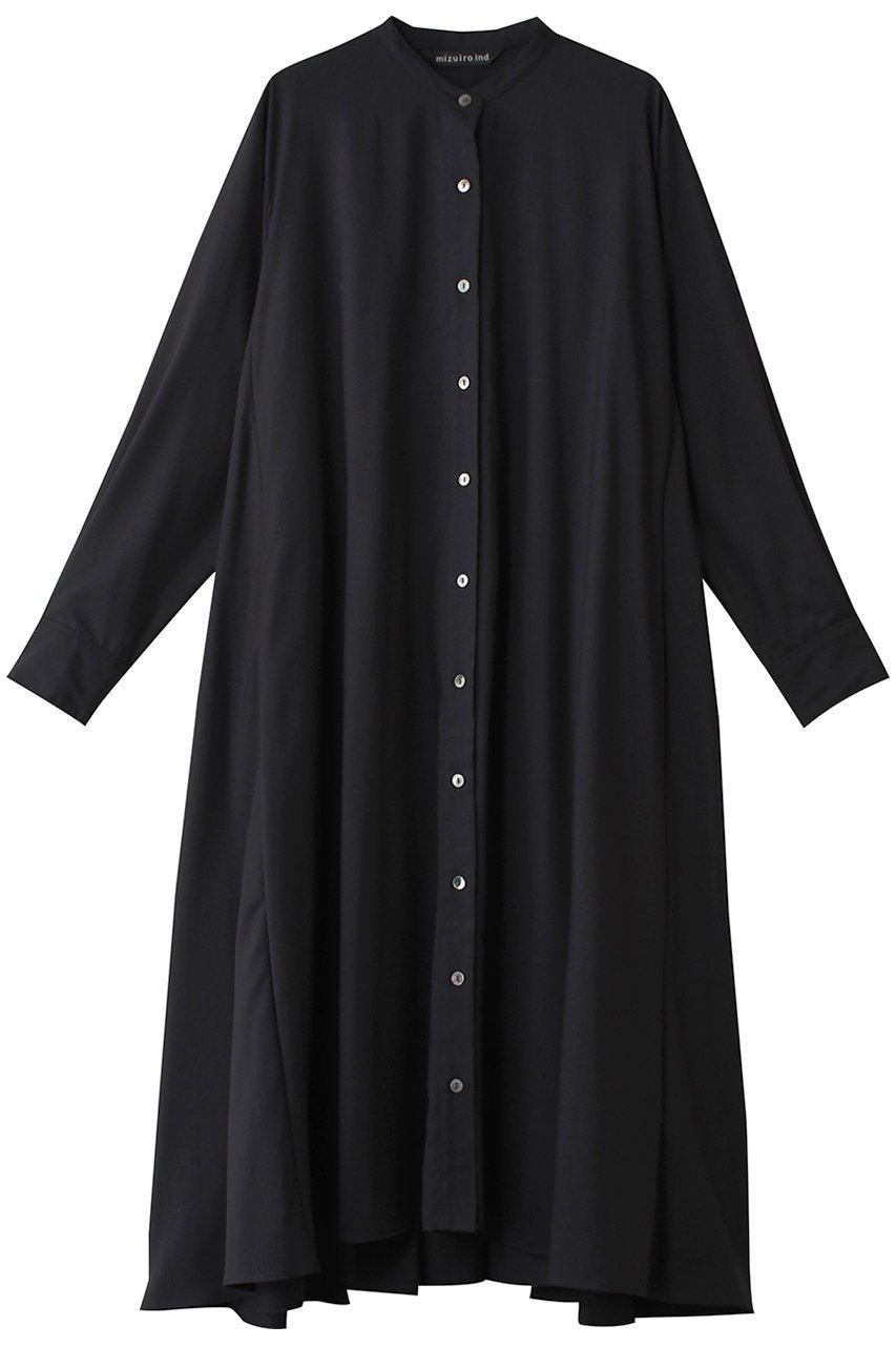 【ミズイロ インド/mizuiro ind】のT/R stand collar flare OP ワンピース インテリア・キッズ・メンズ・レディースファッション・服の通販 founy(ファニー) 　ファッション　Fashion　レディースファッション　Fashion for Women　ワンピース　Dresses　チュニック　Tunic Tops & Dresses　チュニック　Tunic, Long Top　ドレープ　Drape, Draping Fabric　フレア　Flare, Flared　ロング　Long, Long-Length　エレガント 上品　Elegant　navy|ID: prp329100004185559 ipo3291000000032890090