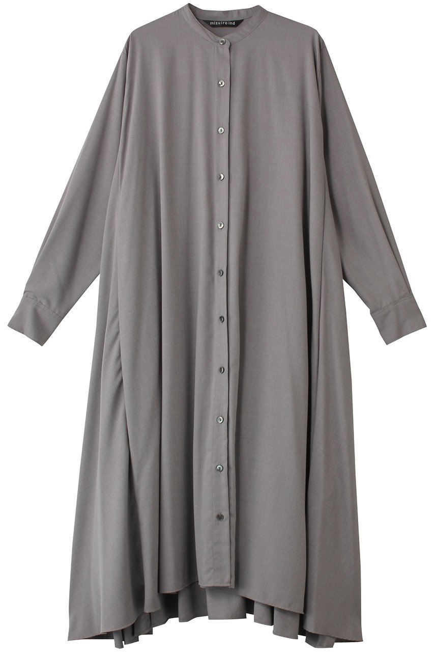 【ミズイロ インド/mizuiro ind】のT/R stand collar flare OP ワンピース インテリア・キッズ・メンズ・レディースファッション・服の通販 founy(ファニー) 　ファッション　Fashion　レディースファッション　Fashion for Women　ワンピース　Dresses　チュニック　Tunic Tops & Dresses　チュニック　Tunic, Long Top　ドレープ　Drape, Draping Fabric　フレア　Flare, Flared　ロング　Long, Long-Length　エレガント 上品　Elegant　l.gray|ID: prp329100004185559 ipo3291000000032890095