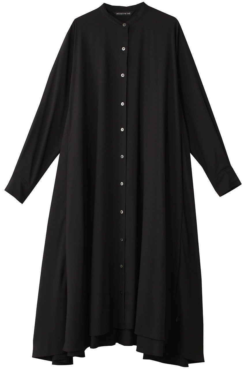 【ミズイロ インド/mizuiro ind】のT/R stand collar flare OP ワンピース インテリア・キッズ・メンズ・レディースファッション・服の通販 founy(ファニー) 　ファッション　Fashion　レディースファッション　Fashion for Women　ワンピース　Dresses　チュニック　Tunic Tops & Dresses　チュニック　Tunic, Long Top　ドレープ　Drape, Draping Fabric　フレア　Flare, Flared　ロング　Long, Long-Length　エレガント 上品　Elegant　black|ID: prp329100004185559 ipo3291000000032890099
