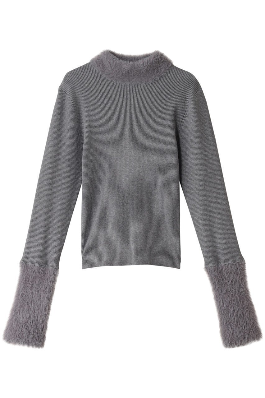 【アルアバイル/allureville】の【Loulou Willoughby】ファーアクセントPO A インテリア・キッズ・メンズ・レディースファッション・服の通販 founy(ファニー) 　ファッション　Fashion　レディースファッション　Fashion for Women　トップス・カットソー　Cut & Sew Tops　ニット　Knit Tops & Sweaters　カジュアルプルオーバー・ニットトップス　Pullovers & Knit Tops / Casual Pullovers　シンプル　Simple, Minimal　ジャケット　Jacket, Outerwear　フィット　Fit, Slim Fit　フェイクファー　Faux Fur, Imitation Fur　グレー|ID: prp329100004185570 ipo3291000000032913548