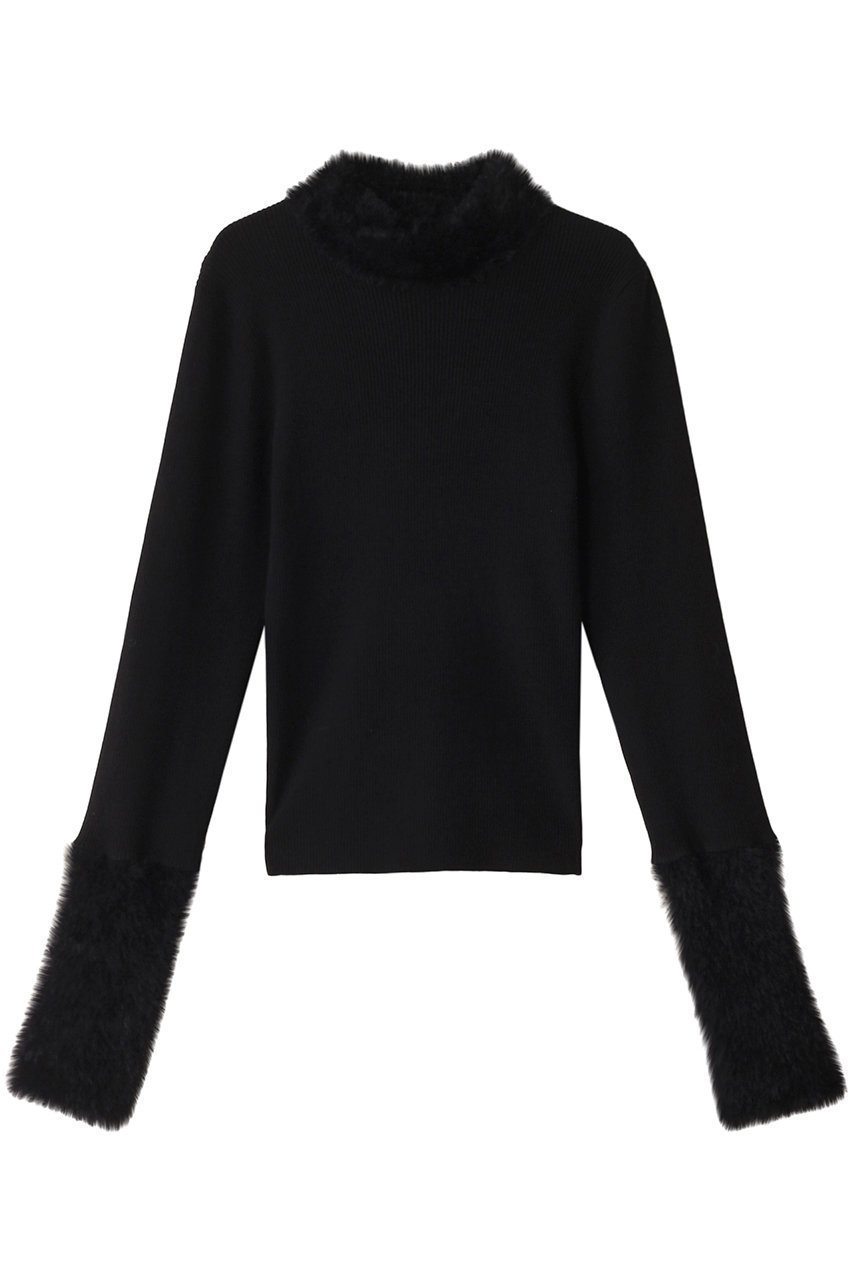 【アルアバイル/allureville】の【Loulou Willoughby】ファーアクセントPO A インテリア・キッズ・メンズ・レディースファッション・服の通販 founy(ファニー) 　ファッション　Fashion　レディースファッション　Fashion for Women　トップス・カットソー　Cut & Sew Tops　ニット　Knit Tops & Sweaters　カジュアルプルオーバー・ニットトップス　Pullovers & Knit Tops / Casual Pullovers　シンプル　Simple, Minimal　ジャケット　Jacket, Outerwear　フィット　Fit, Slim Fit　フェイクファー　Faux Fur, Imitation Fur　ブラック|ID: prp329100004185570 ipo3291000000032913558