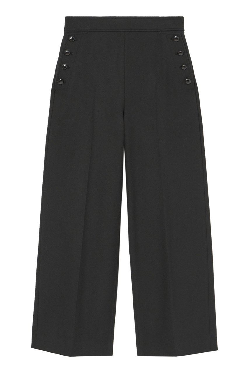 【アナイ/ANAYI】のツイル裏起毛サイドボタンパンツ インテリア・キッズ・メンズ・レディースファッション・服の通販 founy(ファニー) 　ファッション　Fashion　レディースファッション　Fashion for Women　パンツ　Pants & Trousers　ウォーム　Warm Fabric　ツイル　Twist, Twisted Detail　ポケット　Pocket, Pocket Detail　ワイド　Wide, Wide Fit　A/W・秋冬　Autumn/Winter　ブラック|ID: prp329100004185575 ipo3291000000033705838