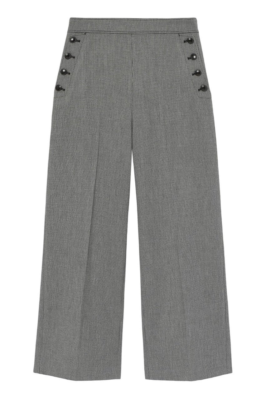 【アナイ/ANAYI】のツイル裏起毛サイドボタンパンツ インテリア・キッズ・メンズ・レディースファッション・服の通販 founy(ファニー) 　ファッション　Fashion　レディースファッション　Fashion for Women　パンツ　Pants & Trousers　ウォーム　Warm Fabric　ツイル　Twist, Twisted Detail　ポケット　Pocket, Pocket Detail　ワイド　Wide, Wide Fit　A/W・秋冬　Autumn/Winter　ブラックチェック|ID: prp329100004185575 ipo3291000000033705839