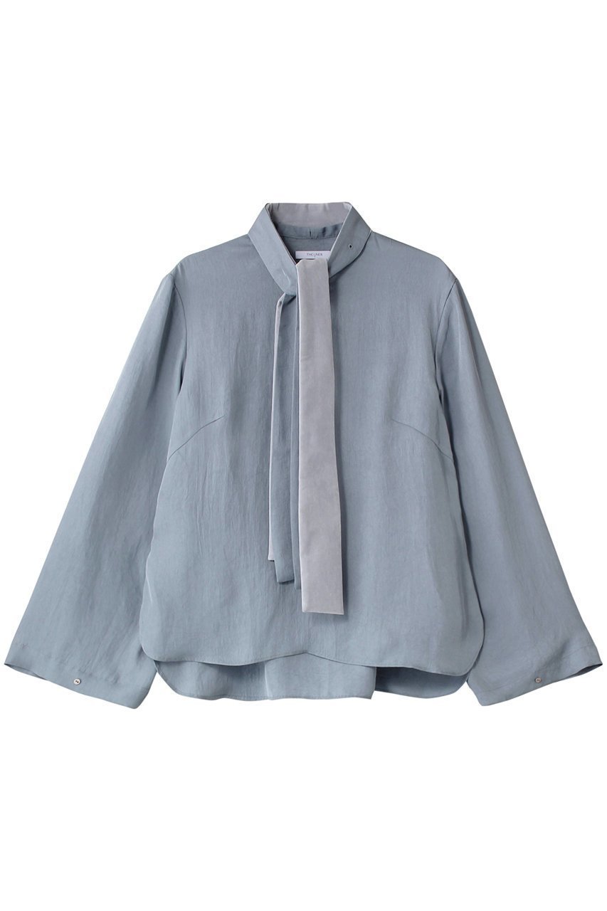 【ザ ライナー/THE LINER】のメルティ タイブラウス インテリア・キッズ・メンズ・レディースファッション・服の通販 founy(ファニー) ファッション Fashion レディースファッション Fashion for Women トップス・カットソー Cut & Sew Tops シャツ・ブラウス・オフィスカジュアル Elegant Blouses & Button-Ups スタンド Stand Collar, Upright Stand スリーブ Sleeve, Long Sleeve / Short Sleeve フォーマル Formal, Dressy ベルベット Velvet, Velvety ロング Long, Long-Length エレガント 上品 Elegant ブルー|ID: prp329100004188230 ipo3291000000035958708