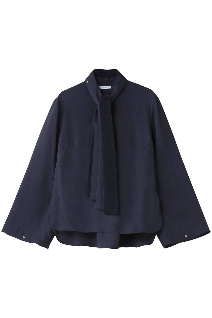 【ザ ライナー/THE LINER】のメルティ タイブラウス インテリア・キッズ・メンズ・レディースファッション・服の通販 founy(ファニー) ファッション Fashion レディースファッション Fashion for Women トップス・カットソー Cut & Sew Tops シャツ・ブラウス・オフィスカジュアル Elegant Blouses & Button-Ups スタンド Stand Collar, Upright Stand スリーブ Sleeve, Long Sleeve / Short Sleeve フォーマル Formal, Dressy ベルベット Velvet, Velvety ロング Long, Long-Length エレガント 上品 Elegant ネイビー|ID: prp329100004188230 ipo3291000000035958709