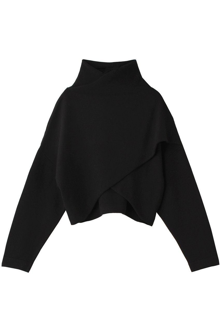 【エステータ/esteta】のクロスデザインニット インテリア・キッズ・メンズ・レディースファッション・服の通販 founy(ファニー) 　ファッション　Fashion　レディースファッション　Fashion for Women　トップス・カットソー　Cut & Sew Tops　ニット　Knit Tops & Sweaters　カジュアルプルオーバー・ニットトップス　Pullovers & Knit Tops / Casual Pullovers　コンパクト　Compact, Small Size　シンプル　Simple, Minimal　タートルネック　Turtleneck, High Neck　ファブリック　Fabric, Textile　フロント　Front, Front Design　ブラック|ID: prp329100004195783 ipo3291000000032923341