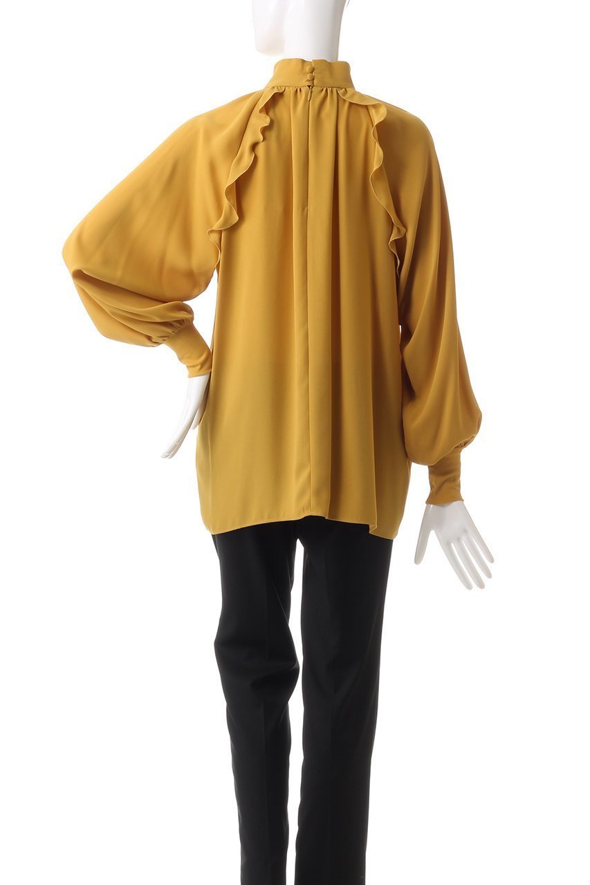 【デザイン ワークス/DESIGN WORKS】の袖リブフリルブラウス 人気、トレンドファッション・服の通販 founy(ファニー) 　ファッション　Fashion　レディースファッション　Fashion for Women　トップス・カットソー　Cut & Sew Tops　シャツ・ブラウス・オフィスカジュアル　Elegant Blouses & Button-Ups　おすすめ　Recommended / Our Picks　エアリー　Airy Texture　シアー　Sheer, See-Through　ジョーゼット　Georgette, Semi-Sheer Fabric　スリーブ　Sleeve, Long Sleeve / Short Sleeve　ドッキング　Docking, Mixed Material　ハイネック　High Neck, Mock Neck　パーティ　Party, Party Style　フリル　Frill, Ruffle　ロング　Long, Long-Length　other-4|ID: prp329100004197300 ipo3291000000032889057