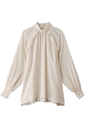 【デザイン ワークス/DESIGN WORKS】の袖リブフリルブラウス 人気、トレンドファッション・服の通販 founy(ファニー) ファッション Fashion レディースファッション Fashion for Women トップス・カットソー Cut & Sew Tops シャツ・ブラウス・オフィスカジュアル Elegant Blouses & Button-Ups おすすめ Recommended / Our Picks エアリー Airy Texture シアー Sheer, See-Through ジョーゼット Georgette, Semi-Sheer Fabric スリーブ Sleeve, Long Sleeve / Short Sleeve ドッキング Docking, Mixed Material ハイネック High Neck, Mock Neck パーティ Party, Party Style フリル Frill, Ruffle ロング Long, Long-Length |ID:prp329100004197300