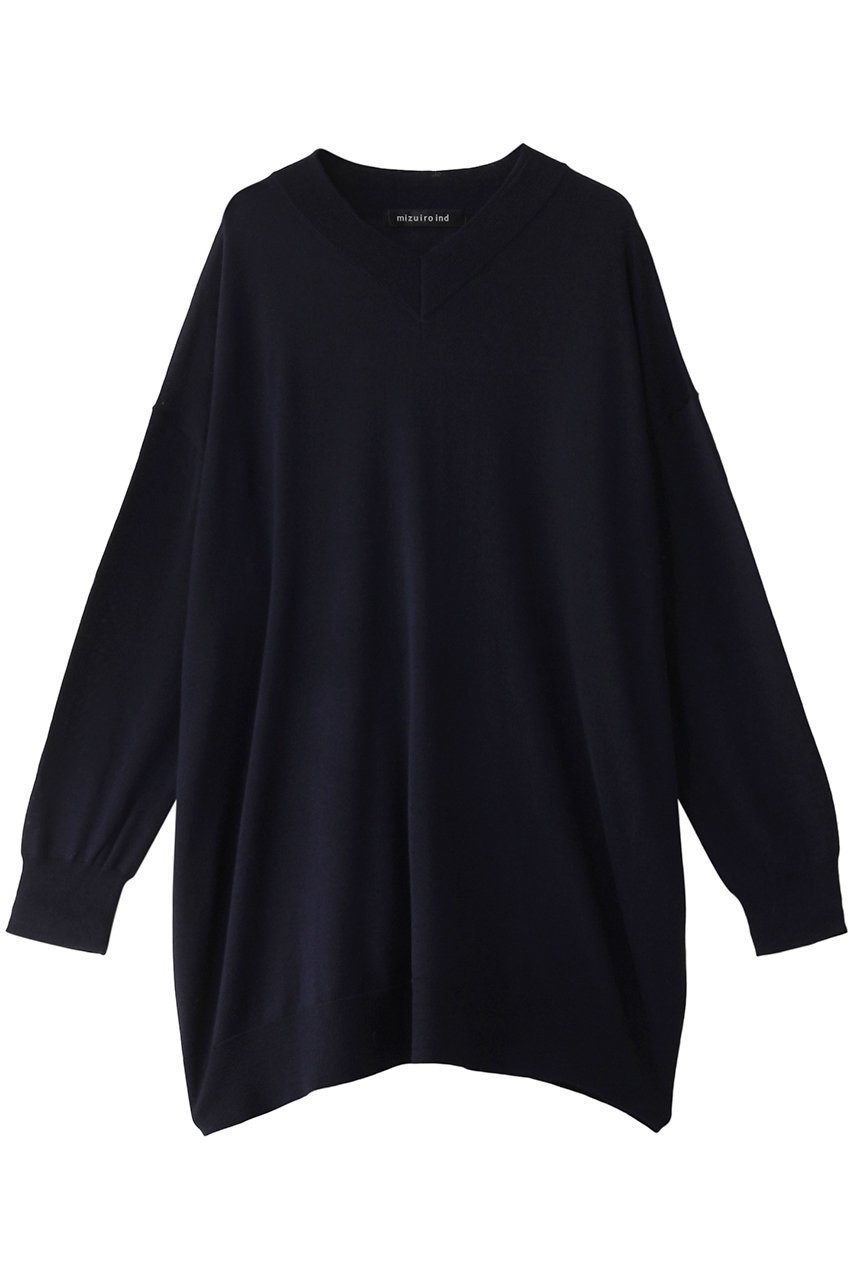 【ミズイロ インド/mizuiro ind】のhigh gauge V neck wide tunic チュニック インテリア・キッズ・メンズ・レディースファッション・服の通販 founy(ファニー) 　ファッション　Fashion　レディースファッション　Fashion for Women　トップス・カットソー　Cut & Sew Tops　シャツ・ブラウス・オフィスカジュアル　Elegant Blouses & Button-Ups　ロングTシャツ・Tシャツ　Longline T-Shirts & Tees　カットソー・ベーシックTシャツ　Cut-and-Sewn Tops / Stretch Tees & Basics　おすすめ　Recommended / Our Picks　シンプル　Simple, Minimal　スリーブ　Sleeve, Long Sleeve / Short Sleeve　チュニック　Tunic, Long Top　ロング　Long, Long-Length　定番　Standard, Basic Item　navy|ID: prp329100004197326 ipo3291000000032895651