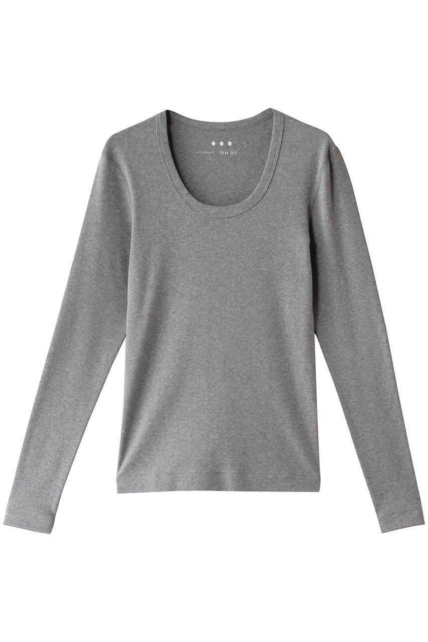 【スリー ドッツ/three dots】のジェシカ ロングスリーブカットソー インテリア・キッズ・メンズ・レディースファッション・服の通販 founy(ファニー) 　ファッション　Fashion　レディースファッション　Fashion for Women　トップス・カットソー　Cut & Sew Tops　シャツ・ブラウス・オフィスカジュアル　Elegant Blouses & Button-Ups　ロングTシャツ・Tシャツ　Longline T-Shirts & Tees　カットソー・ベーシックTシャツ　Cut-and-Sewn Tops / Stretch Tees & Basics　インナー　Innerwear　スリーブ　Sleeve, Long Sleeve / Short Sleeve　デコルテ　Décolleté, Neckline　ロング　Long, Long-Length　定番　Standard, Basic Item　長袖　Long Sleeve, Full Sleeve　グレー|ID: prp329100004199093 ipo3291000000032893499