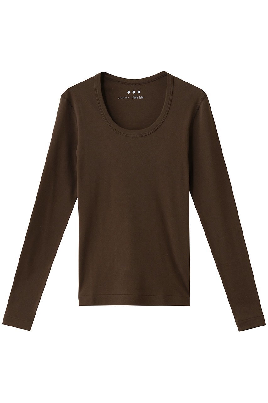 【スリー ドッツ/three dots】のジェシカ ロングスリーブカットソー インテリア・キッズ・メンズ・レディースファッション・服の通販 founy(ファニー) ファッション Fashion レディースファッション Fashion for Women トップス・カットソー Cut & Sew Tops シャツ・ブラウス・オフィスカジュアル Elegant Blouses & Button-Ups ロングTシャツ・Tシャツ Longline T-Shirts & Tees カットソー・ベーシックTシャツ Cut-and-Sewn Tops / Stretch Tees & Basics インナー Innerwear スリーブ Sleeve, Long Sleeve / Short Sleeve デコルテ Décolleté, Neckline ロング Long, Long-Length 定番 Standard, Basic Item 長袖 Long Sleeve, Full Sleeve コーヒー|ID: prp329100004199093 ipo3291000000033964269