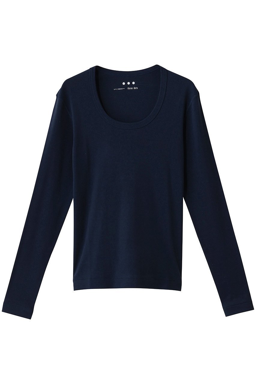 【スリー ドッツ/three dots】のジェシカ ロングスリーブカットソー インテリア・キッズ・メンズ・レディースファッション・服の通販 founy(ファニー) ファッション Fashion レディースファッション Fashion for Women トップス・カットソー Cut & Sew Tops シャツ・ブラウス・オフィスカジュアル Elegant Blouses & Button-Ups ロングTシャツ・Tシャツ Longline T-Shirts & Tees カットソー・ベーシックTシャツ Cut-and-Sewn Tops / Stretch Tees & Basics インナー Innerwear スリーブ Sleeve, Long Sleeve / Short Sleeve デコルテ Décolleté, Neckline ロング Long, Long-Length 定番 Standard, Basic Item 長袖 Long Sleeve, Full Sleeve ネイビー|ID: prp329100004199093 ipo3291000000033964271