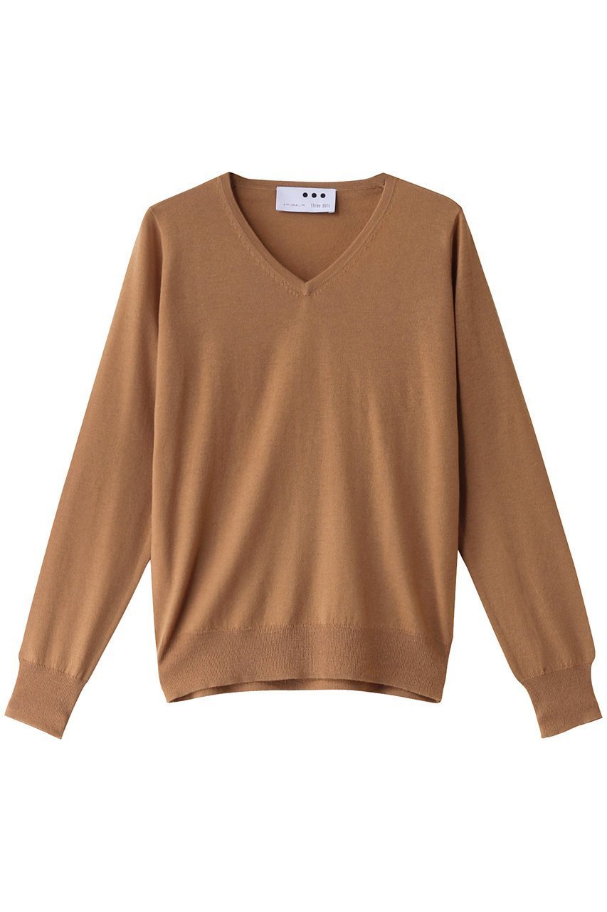 【スリー ドッツ/three dots】のメリノスーパーファイン Vネック インテリア・キッズ・メンズ・レディースファッション・服の通販 founy(ファニー) 　ファッション　Fashion　レディースファッション　Fashion for Women　トップス・カットソー　Cut & Sew Tops　ニット　Knit Tops & Sweaters　カジュアルプルオーバー・ニットトップス　Pullovers & Knit Tops / Casual Pullovers　Vネックトップス　V-Neck Tops / V-Cut Neckline Shirts　インナー　Innerwear　シンプル　Simple, Minimal　キャメル|ID: prp329100004199100 ipo3291000000032916936