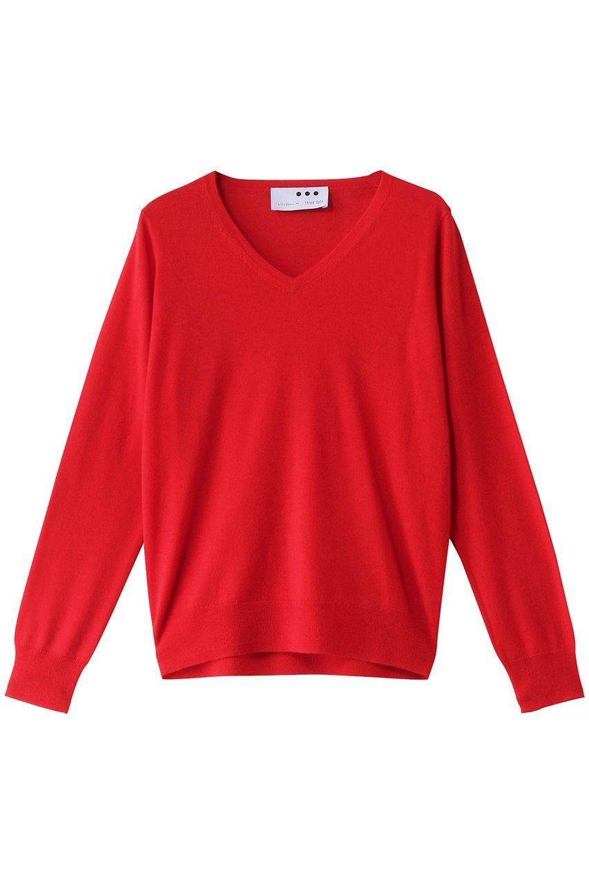 【スリー ドッツ/three dots】のメリノスーパーファイン Vネック インテリア・キッズ・メンズ・レディースファッション・服の通販 founy(ファニー) 　ファッション　Fashion　レディースファッション　Fashion for Women　トップス・カットソー　Cut & Sew Tops　ニット　Knit Tops & Sweaters　カジュアルプルオーバー・ニットトップス　Pullovers & Knit Tops / Casual Pullovers　Vネックトップス　V-Neck Tops / V-Cut Neckline Shirts　インナー　Innerwear　シンプル　Simple, Minimal　レッド|ID: prp329100004199100 ipo3291000000032916948