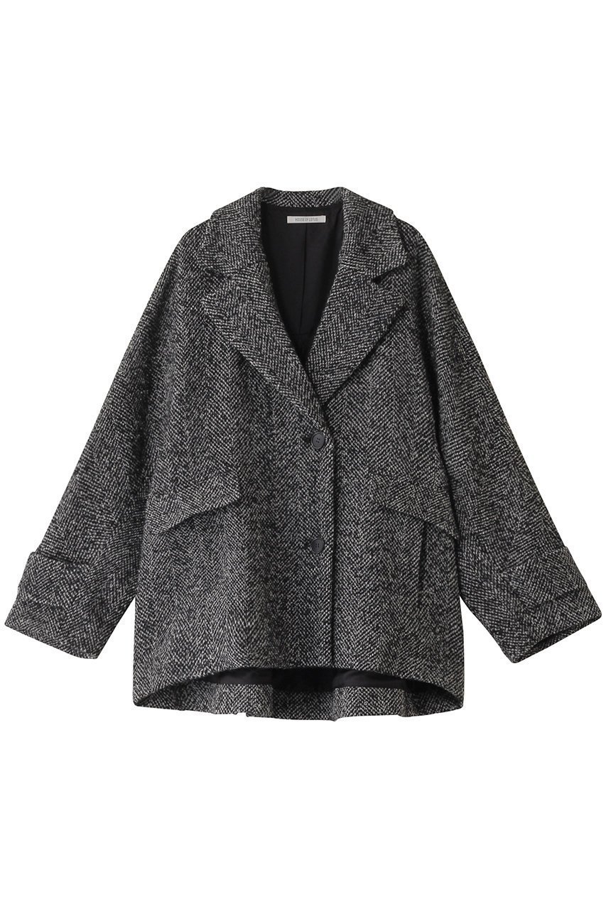 【ハウス オブ ロータス/HOUSE OF LOTUS】のループツイードケープライクコート インテリア・キッズ・メンズ・レディースファッション・服の通販 founy(ファニー) 　ファッション　Fashion　レディースファッション　Fashion for Women　アウター　Coat / Outerwear Collection　コート・ロングコート・ピーコート　Long Coats, Peacoats & More　インナー　Innerwear　ウォーム　Warm Fabric　カッティング　Cutting Detail　クラシカル　Classical, Vintage-Inspired　ショート　Short, Short Length　スタイリッシュ　Stylish, Fashionable　ツイード　Twill, Twill Weave　ハーフ　Half, Half-Length　ビッグ　Big, Oversized　フォルム　Silhouette, Form　フロント　Front, Front Design　ボトム　Bottoms, Lower Wear　ブラック①|ID: prp329100004199119 ipo3291000000032940907