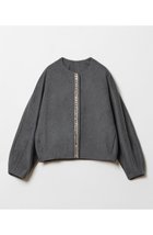 【ハウス オブ ロータス/HOUSE OF LOTUS】のビジューノーカラージャケット 人気、トレンドファッション・服の通販 founy(ファニー) ファッション Fashion レディースファッション WOMEN アウター Coat Outerwear ジャケット Jackets ノーカラージャケット No Collar Leather Jackets アンティーク Antique カシミヤ Cashmere ジャケット Jacket スリーブ Sleeve バランス Balance バルーン Balloon ビジュー Bijou フロント Front ポケット Pocket エレガント 上品 Elegant NEW・新作・新着・新入荷 New Arrivals thumbnail グレー|ID: prp329100004199120 ipo3291000000029092363