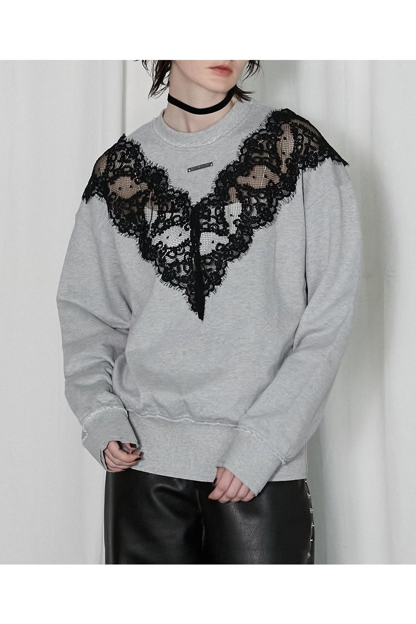 【プランク プロジェクト/PRANK PROJECT】のレーススウェット/Lace Sweatshirt インテリア・キッズ・メンズ・レディースファッション・服の通販 founy(ファニー) 　ファッション　Fashion　レディースファッション　WOMEN　トップス・カットソー　Tops/Tshirt　シャツ/ブラウス　Shirts/Blouses　パーカ　Sweats　ロング / Tシャツ　T-Shirts　スウェット　Sweat　カットソー　Cut and Sewn　インナー　Inner　ウォッシュ　Wash　エレガント 上品　Elegant　スウェット　Sweat　リバーシブル　Reversible　レース　Race　NEW・新作・新着・新入荷　New Arrivals　GRY(グレー)|ID: prp329100004199128 ipo3291000000029092390