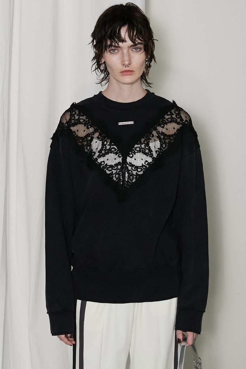 【プランク プロジェクト/PRANK PROJECT】のレーススウェット/Lace Sweatshirt インテリア・キッズ・メンズ・レディースファッション・服の通販 founy(ファニー) 　ファッション　Fashion　レディースファッション　Fashion for Women　トップス・カットソー　Cut & Sew Tops　シャツ・ブラウス・オフィスカジュアル　Elegant Blouses & Button-Ups　レディースパーカー・カジュアルフーディー　Casual Hoodies & Sweatshirts　ロングTシャツ・Tシャツ　Longline T-Shirts & Tees　スウェット・クルーネックトップス　Sweatshirts & Crewnecks / Relaxed Fit Sweat Tops　カットソー・ベーシックTシャツ　Cut-and-Sewn Tops / Stretch Tees & Basics　インナー　Innerwear　ウォッシュ　Washed Finish　エレガント 上品　Elegant　スウェット / スエット　Sweatshirt, Sweatwear　リバーシブル　Reversible, Two-Sided　レース　Lace, Lace Fabric　C.GRY(チャコールグレー)|ID: prp329100004199128 ipo3291000000032893138