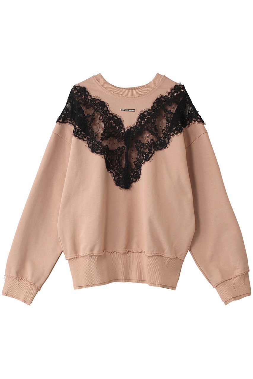 【プランク プロジェクト/PRANK PROJECT】のレーススウェット/Lace Sweatshirt インテリア・キッズ・メンズ・レディースファッション・服の通販 founy(ファニー) 　ファッション　Fashion　レディースファッション　Fashion for Women　トップス・カットソー　Cut & Sew Tops　シャツ・ブラウス・オフィスカジュアル　Elegant Blouses & Button-Ups　レディースパーカー・カジュアルフーディー　Casual Hoodies & Sweatshirts　ロングTシャツ・Tシャツ　Longline T-Shirts & Tees　スウェット・クルーネックトップス　Sweatshirts & Crewnecks / Relaxed Fit Sweat Tops　カットソー・ベーシックTシャツ　Cut-and-Sewn Tops / Stretch Tees & Basics　インナー　Innerwear　ウォッシュ　Washed Finish　エレガント 上品　Elegant　スウェット / スエット　Sweatshirt, Sweatwear　リバーシブル　Reversible, Two-Sided　レース　Lace, Lace Fabric　P.BGE(ピンクベージュ)|ID: prp329100004199128 ipo3291000000032893141