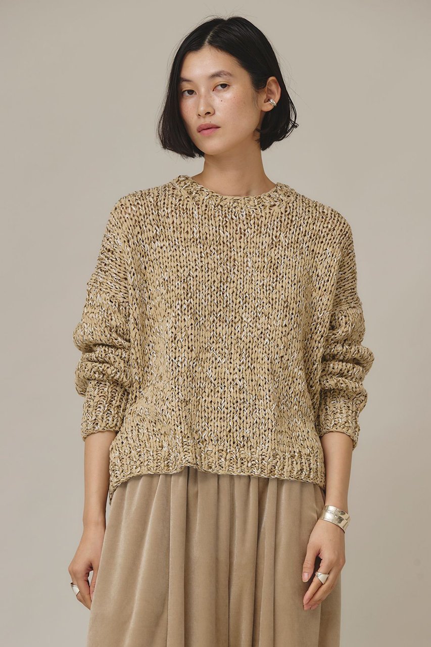 【カレンソロジー/Curensology】のミックスハンドニットプルオーバー 人気、トレンドファッション・服の通販 founy(ファニー) 　ファッション　Fashion　レディースファッション　WOMEN　トップス・カットソー　Tops/Tshirt　ニット　Knit Tops　プルオーバー　Pullover　コンパクト　Compact　シンプル　Simple　フレア　Flare　ボトム　Bottom　マフラー　Scarf　ミックス　Mix　日本製　Made In Japan　other-2|ID: prp329100004200935 ipo3291000000031389641