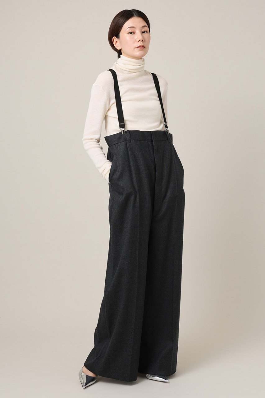 【カレンソロジー/Curensology】のウールサロペットパンツ インテリア・キッズ・メンズ・レディースファッション・服の通販 founy(ファニー) 　ファッション　Fashion　レディースファッション　Ladies' Fashion Online　サスペンダー　Suspenders　ショート　Short　ストレッチ　Stretch　マニッシュ　Mannish　チャコール|ID: prp329100004200940 ipo3291000000032615330