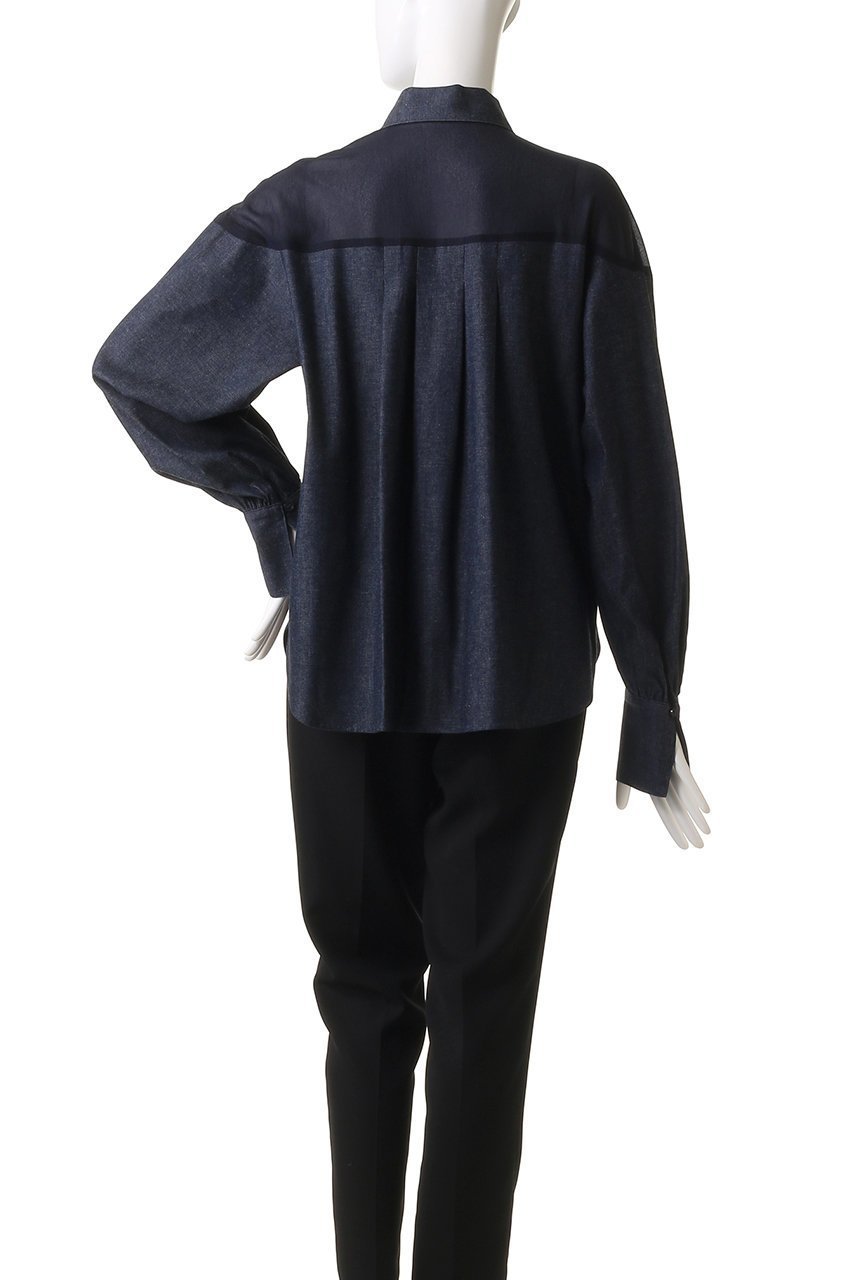 【ティーチ/TEECHI】の「ハンサムデニムシャツ」 人気、トレンドファッション・服の通販 founy(ファニー) 　ファッション　Fashion　レディースファッション　Fashion for Women　トップス・カットソー　Cut & Sew Tops　シャツ・ブラウス・オフィスカジュアル　Elegant Blouses & Button-Ups　アシンメトリー　Asymmetrical Style　インディゴ　Indigo Denim　カフス　Cuff Design　シアー　Sheer, See-Through　スリーブ　Sleeve, Long Sleeve / Short Sleeve　デコルテ　Décolleté, Neckline　デニム　Denim, Jeans Material　リボン　Ribbon, Bow　ロング　Long, Long-Length　other-4|ID: prp329100004200943 ipo3291000000035719724