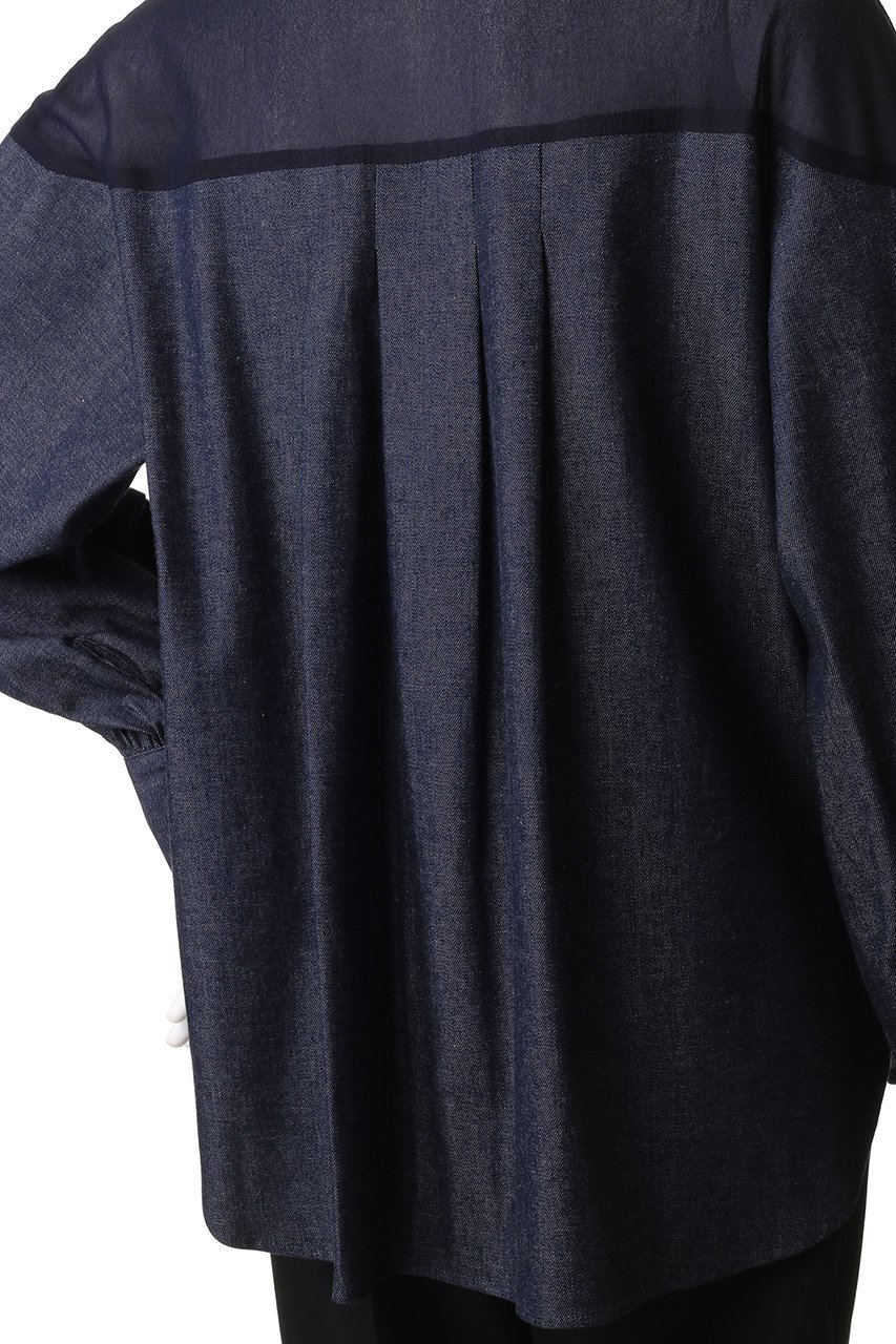 【ティーチ/TEECHI】の「ハンサムデニムシャツ」 人気、トレンドファッション・服の通販 founy(ファニー) 　ファッション　Fashion　レディースファッション　Fashion for Women　トップス・カットソー　Cut & Sew Tops　シャツ・ブラウス・オフィスカジュアル　Elegant Blouses & Button-Ups　アシンメトリー　Asymmetrical Style　インディゴ　Indigo Denim　カフス　Cuff Design　シアー　Sheer, See-Through　スリーブ　Sleeve, Long Sleeve / Short Sleeve　デコルテ　Décolleté, Neckline　デニム　Denim, Jeans Material　リボン　Ribbon, Bow　ロング　Long, Long-Length　other-6|ID: prp329100004200943 ipo3291000000035719726