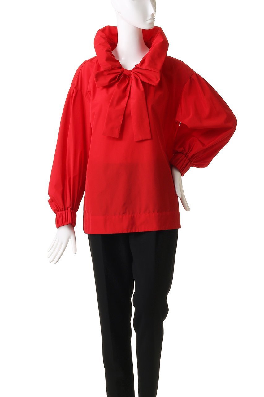 【ティーチ/TEECHI】の「ギャザリングリボンブラウス」リュクスタフタ 人気、トレンドファッション・服の通販 founy(ファニー) 　ファッション　Fashion　レディースファッション　Fashion for Women　トップス・カットソー　Cut & Sew Tops　シャツ・ブラウス・オフィスカジュアル　Elegant Blouses & Button-Ups　おすすめ　Recommended / Our Picks　ギャザー　Gathered, Ruffled　ジャケット　Jacket, Outerwear　スリーブ　Sleeve, Long Sleeve / Short Sleeve　タフタ　Taffeta, Structured Fabric　ハイネック　High Neck, Mock Neck　リボン　Ribbon, Bow　ロング　Long, Long-Length　再入荷　Restock / Back in Stock　other-2|ID: prp329100004200944 ipo3291000000035601672