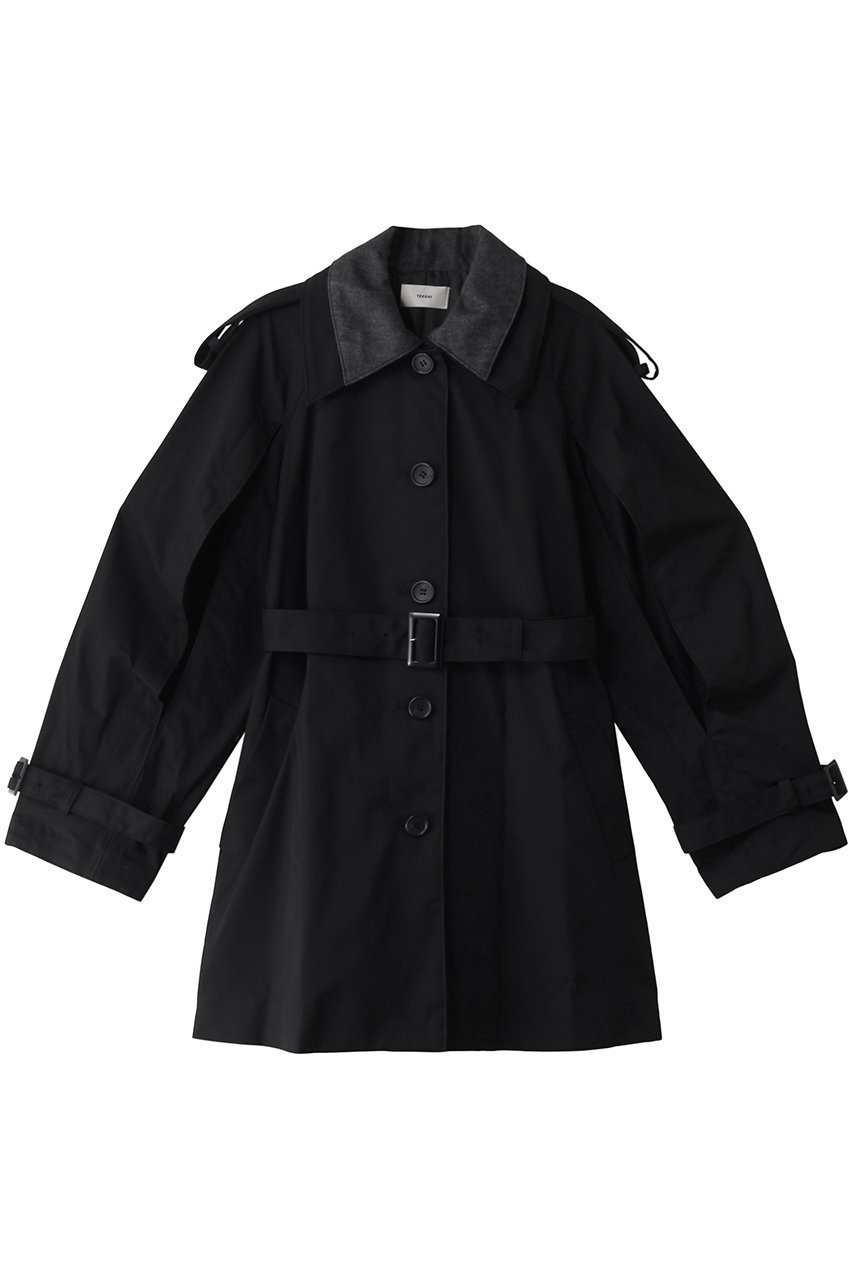 【ティーチ/TEECHI】の「ジャストキディングトレンチコート」チノコットン インテリア・キッズ・メンズ・レディースファッション・服の通販 founy(ファニー) ファッション Fashion レディースファッション Fashion for Women アウター Coat / Outerwear Collection コート・ロングコート・ピーコート Long Coats, Peacoats & More トレンチコート / 春秋の定番アウター Trench Coats スリット Slit, Slit Detail デニム Denim, Jeans Material ロング Long, Long-Length 再入荷 Restock / Back in Stock ブラック|ID: prp329100004200948 ipo3291000000035489937