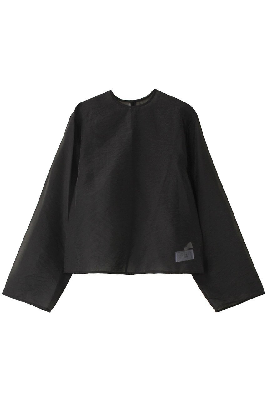 【ガリャルダガランテ/GALLARDAGALANTE】のシアークルーネックブラウス インテリア・キッズ・メンズ・レディースファッション・服の通販 founy(ファニー) 　ファッション　Fashion　レディースファッション　Fashion for Women　トップス・カットソー　Cut & Sew Tops　シャツ・ブラウス・オフィスカジュアル　Elegant Blouses & Button-Ups　シンプル　Simple, Minimal　ジャケット　Jacket, Outerwear　スリーブ　Sleeve, Long Sleeve / Short Sleeve　ビスチェ　Bustier, Corset Top　ロング　Long, Long-Length　ブラック|ID: prp329100004201017 ipo3291000000032889322