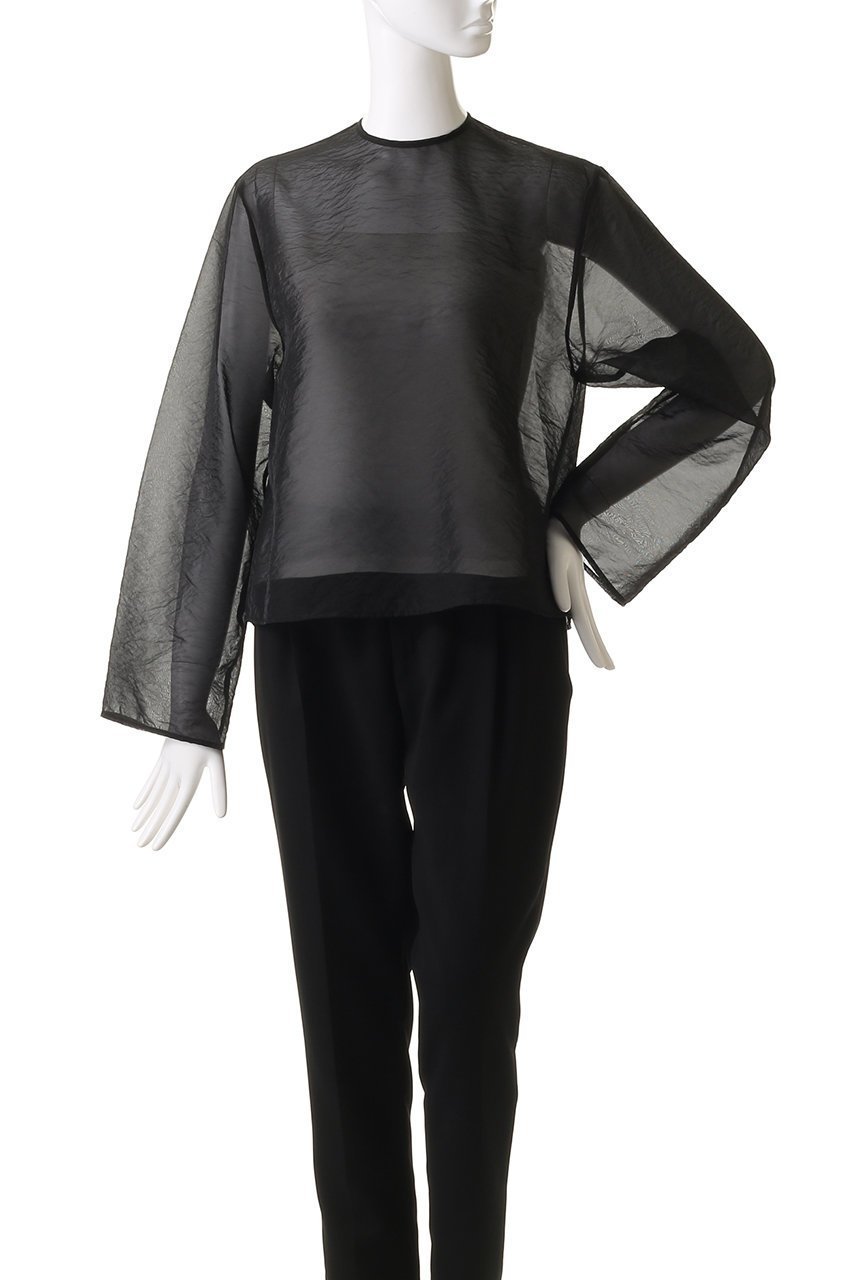 【ガリャルダガランテ/GALLARDAGALANTE】のシアークルーネックブラウス 人気、トレンドファッション・服の通販 founy(ファニー) 　ファッション　Fashion　レディースファッション　Fashion for Women　トップス・カットソー　Cut & Sew Tops　シャツ・ブラウス・オフィスカジュアル　Elegant Blouses & Button-Ups　シンプル　Simple, Minimal　ジャケット　Jacket, Outerwear　スリーブ　Sleeve, Long Sleeve / Short Sleeve　ビスチェ　Bustier, Corset Top　ロング　Long, Long-Length　other-2|ID: prp329100004201017 ipo3291000000032889326