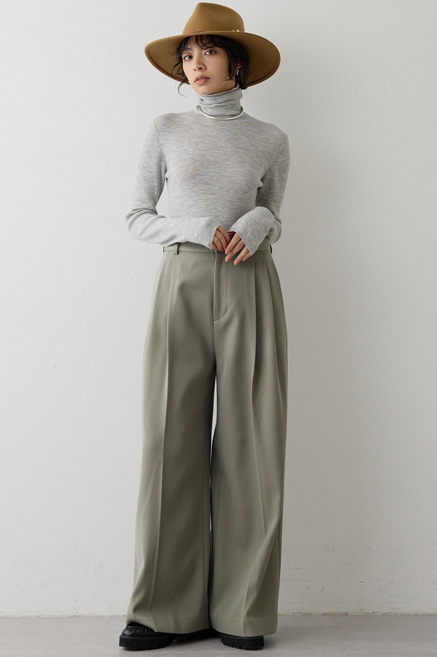 【ウィムガゼット/Whim Gazette】のワイドタックパンツ インテリア・キッズ・メンズ・レディースファッション・服の通販 founy(ファニー) 　ファッション　Fashion　レディースファッション　Fashion for Women　パンツ　Pants & Trousers　スタイリッシュ　Stylish, Fashionable　ストレッチ　Stretch, Stretchy Fabric　フォルム　Silhouette, Form　エレガント 上品　Elegant　グレージュ|ID: prp329100004202571 ipo3291000000035359085