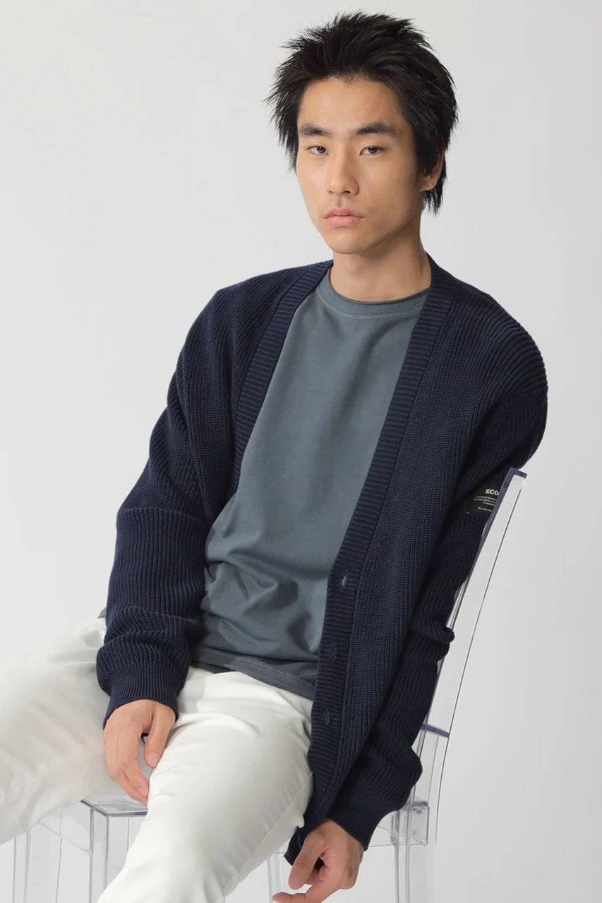 【エコアルフ/ECOALF / MEN】の【MEN】SEYAL ニット カーディガン / SEYALALF KNIT MAN インテリア・キッズ・メンズ・レディースファッション・服の通販 founy(ファニー) 　ファッション　Fashion　メンズファッション　MEN　インナー　Inner　カーディガン　Cardigan　ミドル　Middle　ネイビー|ID: prp329100004202587 ipo3291000000029115117