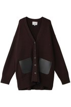 【ベイジ,/BEIGE,】のLEADER(ルアデ)/フェイクレザーポケットオーバーサイズカーディガン Bordeaux|ID:prp329100004207137