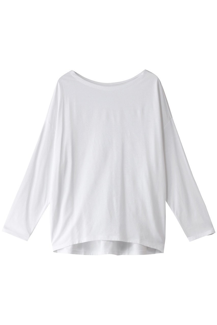 【スリー ドッツ/three dots】のパウダリーコットン 長袖ボートネックTシャツ インテリア・キッズ・メンズ・レディースファッション・服の通販 founy(ファニー) 　ファッション　Fashion　レディースファッション　Fashion for Women　トップス・カットソー　Cut & Sew Tops　シャツ・ブラウス・オフィスカジュアル　Elegant Blouses & Button-Ups　ロングTシャツ・Tシャツ　Longline T-Shirts & Tees　カットソー・ベーシックTシャツ　Cut-and-Sewn Tops / Stretch Tees & Basics　インナー　Innerwear　スリーブ　Sleeve, Long Sleeve / Short Sleeve　トレンド　Trend, Trending Now　ロング　Long, Long-Length　エレガント 上品　Elegant　長袖　Long Sleeve, Full Sleeve　ホワイト|ID: prp329100004207142 ipo3291000000032892067