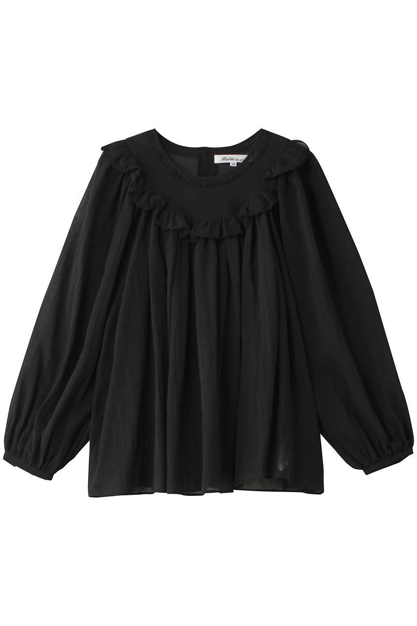【ビリティス ディセッタン/Bilitis dix-sept ans】のラウンドヨークブラウス インテリア・キッズ・メンズ・レディースファッション・服の通販 founy(ファニー) 　ファッション　Fashion　レディースファッション　Fashion for Women　トップス・カットソー　Cut & Sew Tops　シャツ・ブラウス・オフィスカジュアル　Elegant Blouses & Button-Ups　ギャザー　Gathered, Ruffled　シアー　Sheer, See-Through　スリーブ　Sleeve, Long Sleeve / Short Sleeve　トレンド　Trend, Trending Now　フェミニン　Feminine, Girly　フリル　Frill, Ruffle　ヨーク　Yoke, Yoke Design　ラウンド　Round, Round Neck　ロング　Long, Long-Length　ブラック|ID: prp329100004208529 ipo3291000000032886974